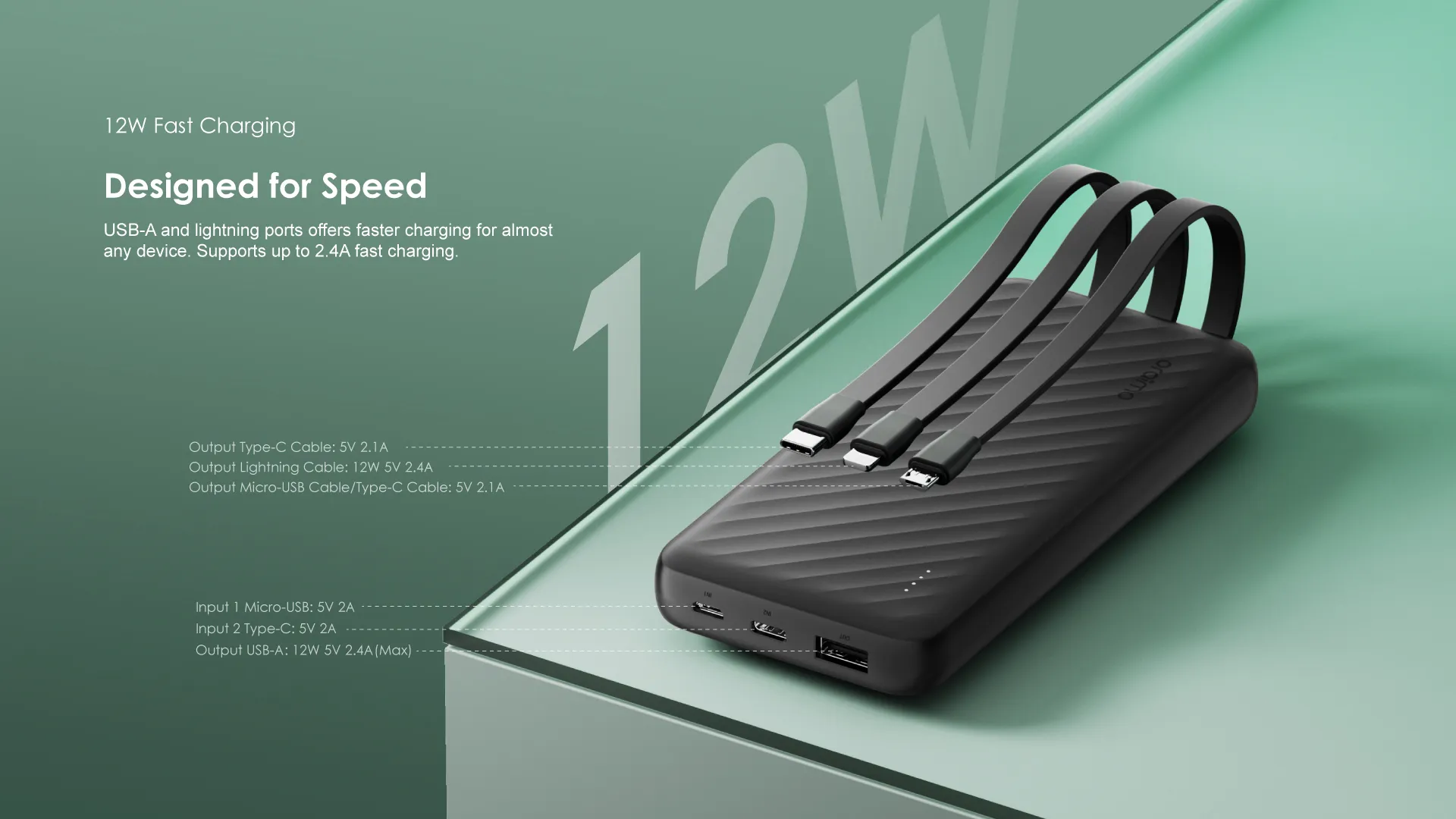 POWER BANK -OPB-P5101 Capacité : 10 000 mAh (37 Wh)