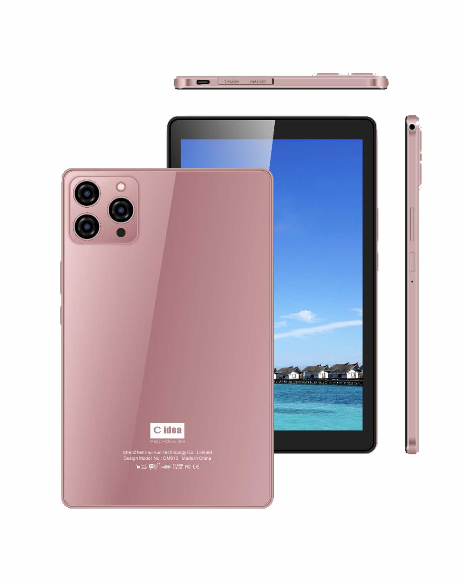 C Idea CM915 8 Go + 512 Go Rouge WiFi 5G, Tablette Android 12 de 9 pouces Extensible 512 Go TF 5MP + 8MP Double caméra